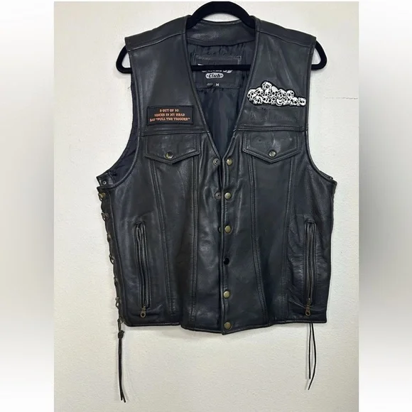 Bikers Club Leather Patchwork Biker Vest Made In Pakistan Medium Motorcycle